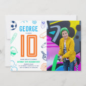 Sports Theme Boys Modern Birthday Party Photo Einladung (Vorderseite)