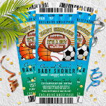 Sports Theme Party Baby Shower Einladung<br><div class="desc">Customize your own championship tickets for your own sports themed party baby shower!</div>