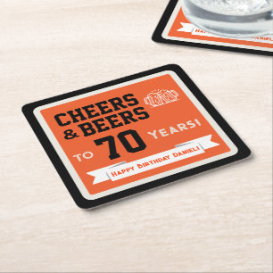 Sports-Themen-Biere und Prost-Geburtstagsfeier-Qua Rechteckiger Pappuntersetzer