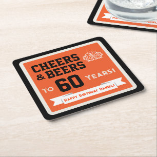 Sports-Themen-Biere und Prost-Geburtstagsfeier-Qua Rechteckiger Pappuntersetzer