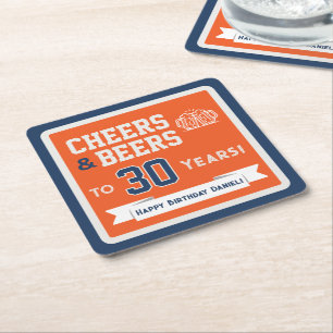 Sports-Themen-Biere und Prost-Geburtstagsfeier-Qua Rechteckiger Pappuntersetzer