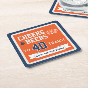 Sports-Themen-Biere und Prost-Geburtstagsfeier-Qua Rechteckiger Pappuntersetzer