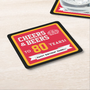 Sports-Themen-Biere und Prost-Geburtstagsfeier Rechteckiger Pappuntersetzer