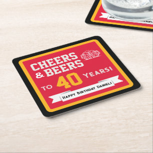 Sports-Themen-Biere und Prost-Geburtstagsfeier Rechteckiger Pappuntersetzer