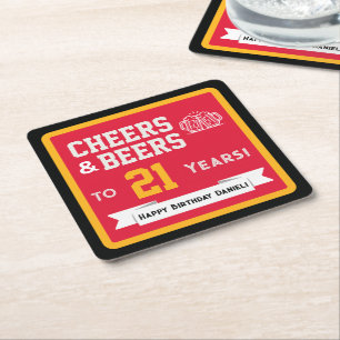 Sports-Themen-Biere und Prost-Geburtstagsfeier Rechteckiger Pappuntersetzer