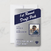 Sports Trading Card Photo Blue Groomsman Proposal (Rückseite)