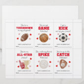 Sports Valentine’s Day Cards for Kids Classroom Briefbogen (Vorne/Hinten)