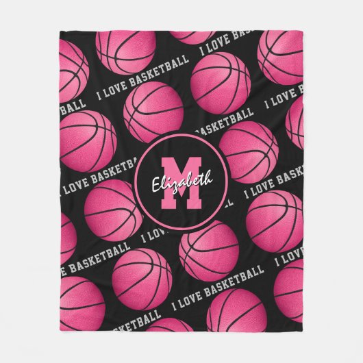 Sportsaal für Rosa Girls I Liebe Basketball Fleecedecke (Vorderseite)
