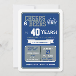 Sportsbar Geburtstags Cheers und Bier für 40 Jahre Einladung