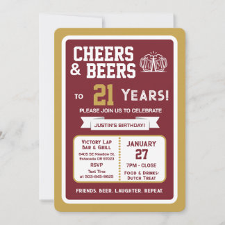 Sportsbar Geburtstags Cheers und Bier zum 21. Gebu Einladung