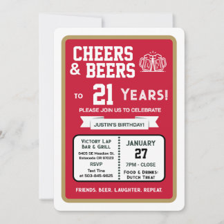 Sportsbar Geburtstags Cheers und Bier zum 21. Gebu Einladung