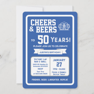 Sportsbar Geburtstags Cheers und Bier zum 50er Einladung