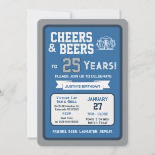 Sportsbar Geburtstags Cheers und Biere auf 25 Jahr Einladung