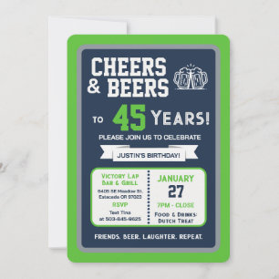 Sportsbar Geburtstags Cheers und Biere auf 45 Jahr Einladung
