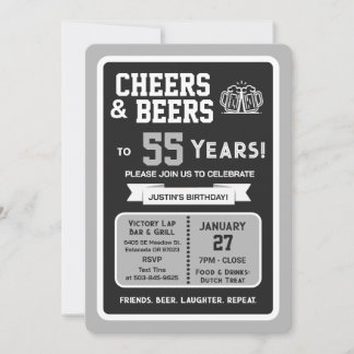 Sportsbar Geburtstags Cheers und Biere auf 55 Jahr Einladung