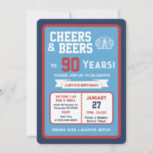 Sportsbar Geburtstags Cheers und Biere auf 90 Jahr Einladung