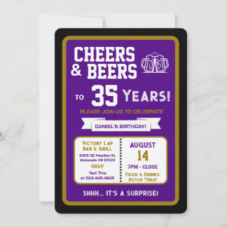 Sportsbar Geburtstags Cheers und Biere für 35 Jahr Einladung