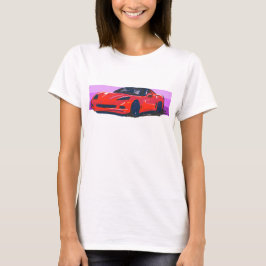 Sportscar mit rosa Streifen T-Shirt