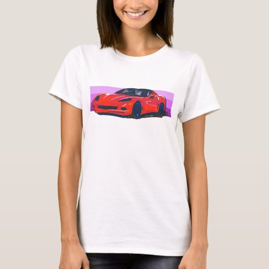 Sportscar mit rosa Streifen T-Shirt (Vorderseite)