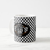 Sportscar Racing Wheel Flames Checkered Flag Pro Kaffeetasse (Vorderseite Links)