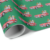 Sportscar Santa! Geschenkpapier (Rolleneckpunkt)