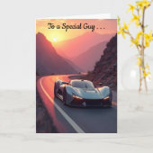 Sportscar Sunset Geburtstag Karte (Gelbe Blume)