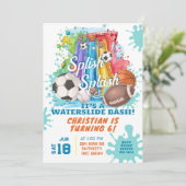 Sportschwimmbad Geburtstagsparty Einladung (Stehend Vorderseite)