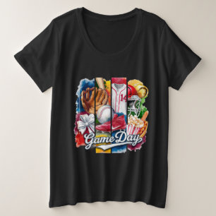 Sportsegment des Game Day Große Größe T-Shirt