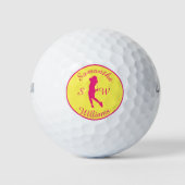 Sportsegment Golfer Silhouette Rosa Golfplätze Golfball (Vorderseite)