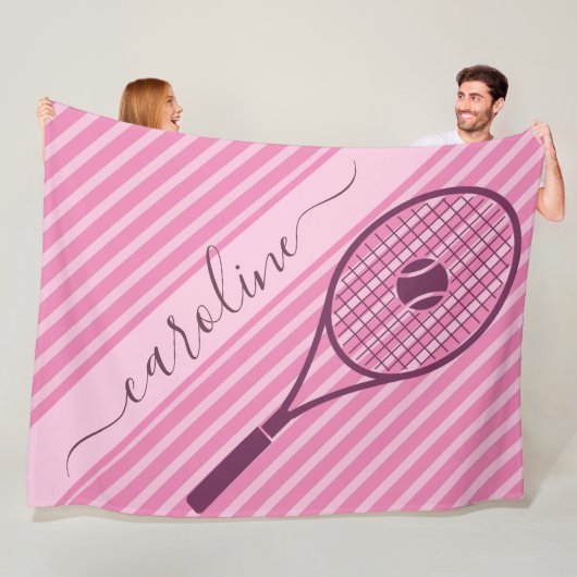 Sportsender Pink Striping Tennis Racket & Ball Nam Fleecedecke (Beispiel)