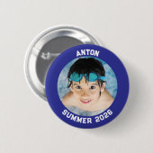 Sportsfoto Deep Blue Rahmen Button (Vorne & Hinten)