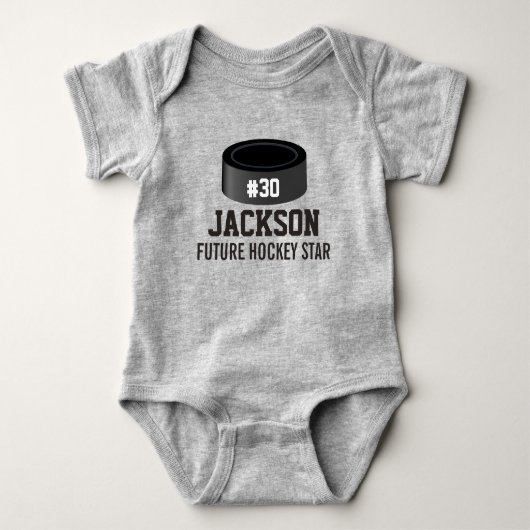 Sportshockey Puck Custom Baby Name, Number, Team Baby Strampler (Vorderseite)