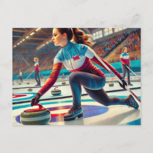 Sportsportlerin Curling Postkarte