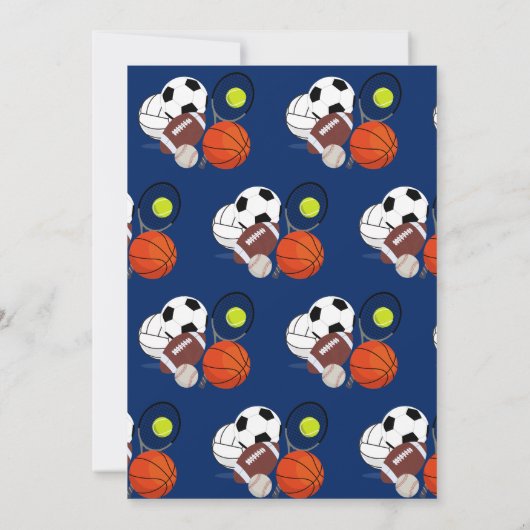 Sportsportsportzentren Kinder Rotes blaues Geburts Einladung (Rückseite)