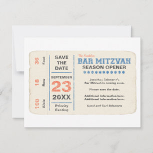 Sportstar Bar Mitzvah Blue Card Save The Date