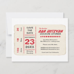 Sportstar Bar Mitzvah Card in Rot Save The Date