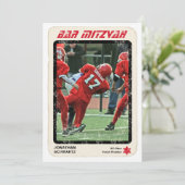 Sportstar Bar Mitzvah Einladung Rot und Schwarz (Stehend Vorderseite)