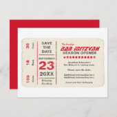 Sportstar Bar Mitzvah Save the Date Karte in Rot (Vorne/Hinten)