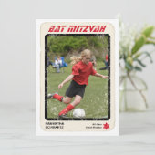 Sportstar Bat Mitzvah Einladung in Rot (Stehend Vorderseite)