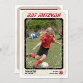 Sportstar Bat Mitzvah Einladung in Rot (Vorne/Hinten)