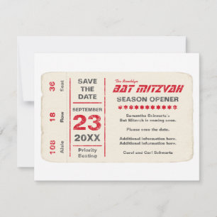 Sportstar Bat Mitzvah Save the Date Karte in Rot