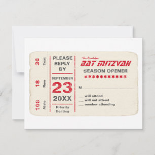 Sportstar Bat Mitzvah UAWG Replik Card in Rot RSVP Karte