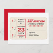 Sportstar Bat Mitzvah UAWG Replik Card in Rot RSVP Karte (Vorne/Hinten)
