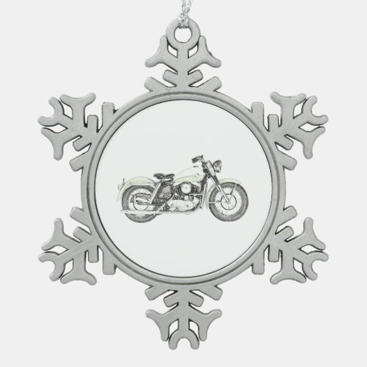 Sportster-Motorrad 1957 Schneeflocken Zinn-Ornament (Vorderseite)