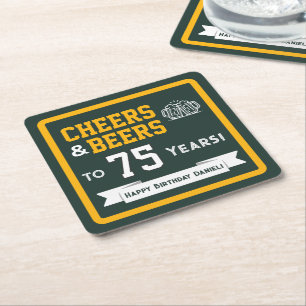 Sportsthemen-Biere und Prost-Geburtstagsfeier Rechteckiger Pappuntersetzer