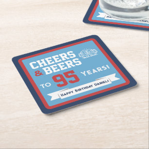 Sportsthemen-Biere und Prost zum Geburtstag Rechteckiger Pappuntersetzer