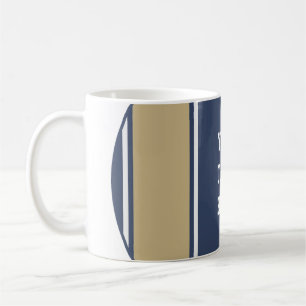 SPORTSTREIFEN - Blau Beige Grau + Ihr Text Kaffeetasse