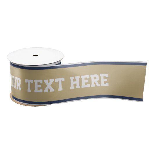 SPORTSTREIFEN - Blau Beige Grau + Ihr Text Satinband (Spule)