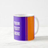 SPORTSTREIFEN - Violet Orange + Ihr Text Kaffeetasse (VorderseiteRechts)