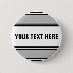 SPORTSTREIFEN - Weiß-Grau-Schwarz + Ihr Text Button